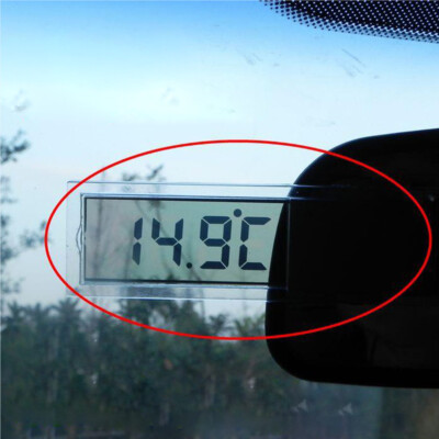 Car Interior Transparent Thermometer Fahrenheit Celsius Windshield LCD Digital
