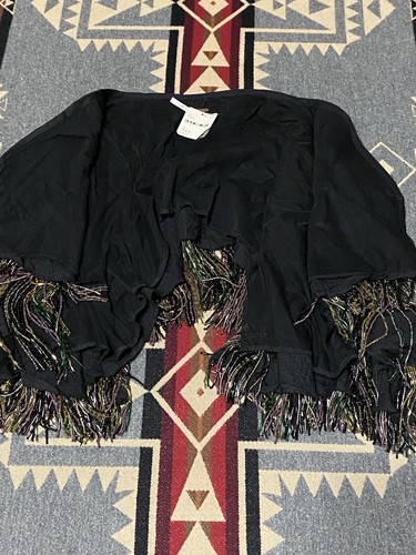 FREE PEOPLE Beaded Fringed Wrap Shawl OS One Size Heavy Womens Drape HC - Picture 5 of 7