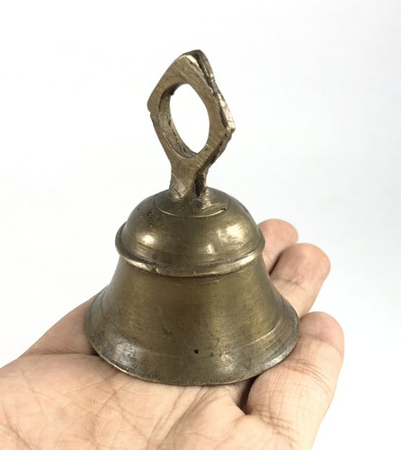 Old Brass Metal Bell Religious Pooja Bell Traditional Temple Decor Bell. G70-316 - Picture 7 of 8