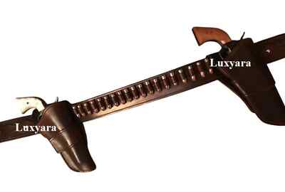 Cowboy Cartridge Belt With Holster Ammo Loops Gun Holder .22 .357 .38 .44 .45 &