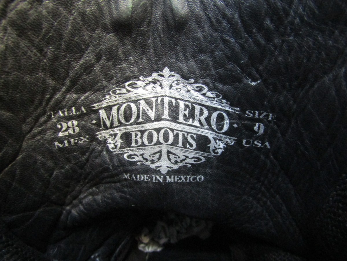 Montero Mens Size 9 D Blue Black Leather Cowboy Western Boots Montero Men main image 4