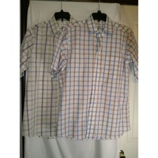 Lot of 2 Paul Fredrick Classic Plaid Button-Down Cotton Shirts Medium Casual Bus