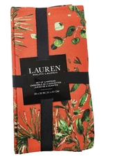 Lauren Ralph Lauren Set of 4 Red Christmas Floral Cotton Napkins 20"x20" Winter