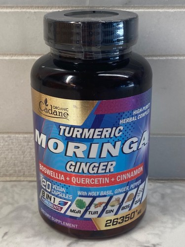 Moringa Capsules + Turmeric & Ginger Supplement 60 Caps 2 Months Supply 01/2027