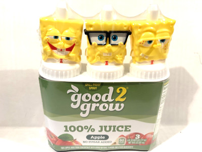 Good 2 Grow NEW SPONGE BOB Toppers With 100% Apple Juice No Sugar Added RARE