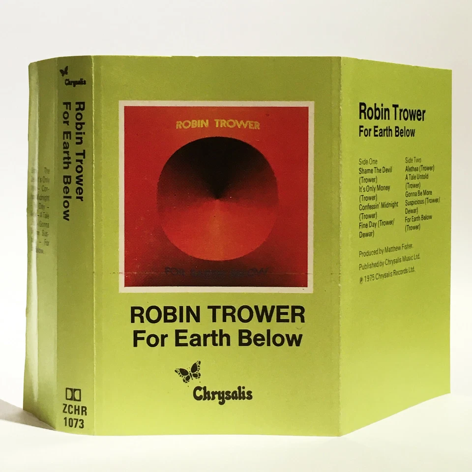 Robin Trower - For Earth Below - RARE 1st VG+ 1975 Cassette Chrysalis - ZCHR1073 Foto 3 de 4