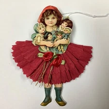 Paper doll Vintage inspired Christmas ornament gift tag item# 3