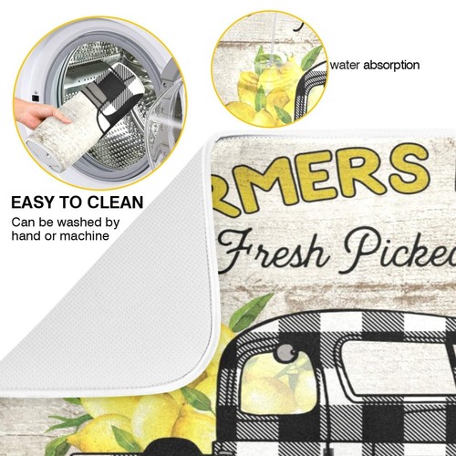 Lemon Dish Drying Mat for Kitchen Counter Farm Lemon Truck Dish Drying Rack P... - Picture 2 of 6