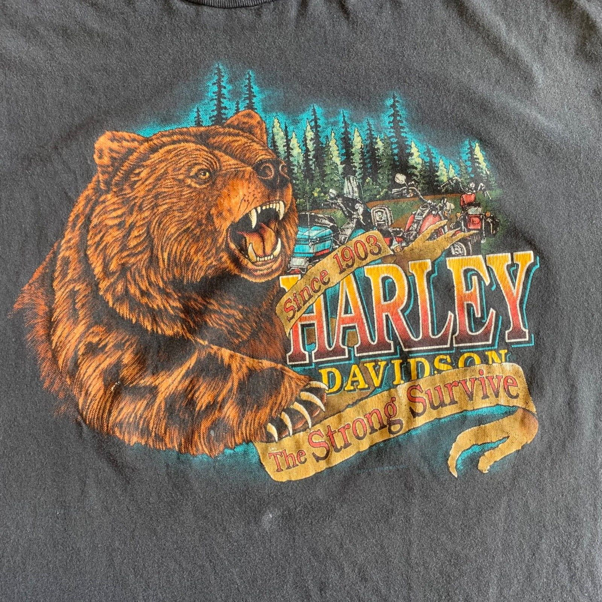 Harley-Davidson クマ Tシャツ 90s VINTAGE HARLEY DAVIDSON BEAR T-SHIRT SZ 2XL XXL WYOMING 3D