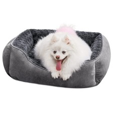 JOEJOY Rectangle Dog Bed for Large Medium Small S 20"x 19"x 6" , Dark Grey