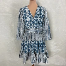 Anthropologie Not So Serious By Pallavi Mohan Behati Blue Tie Dye Mini Dress M