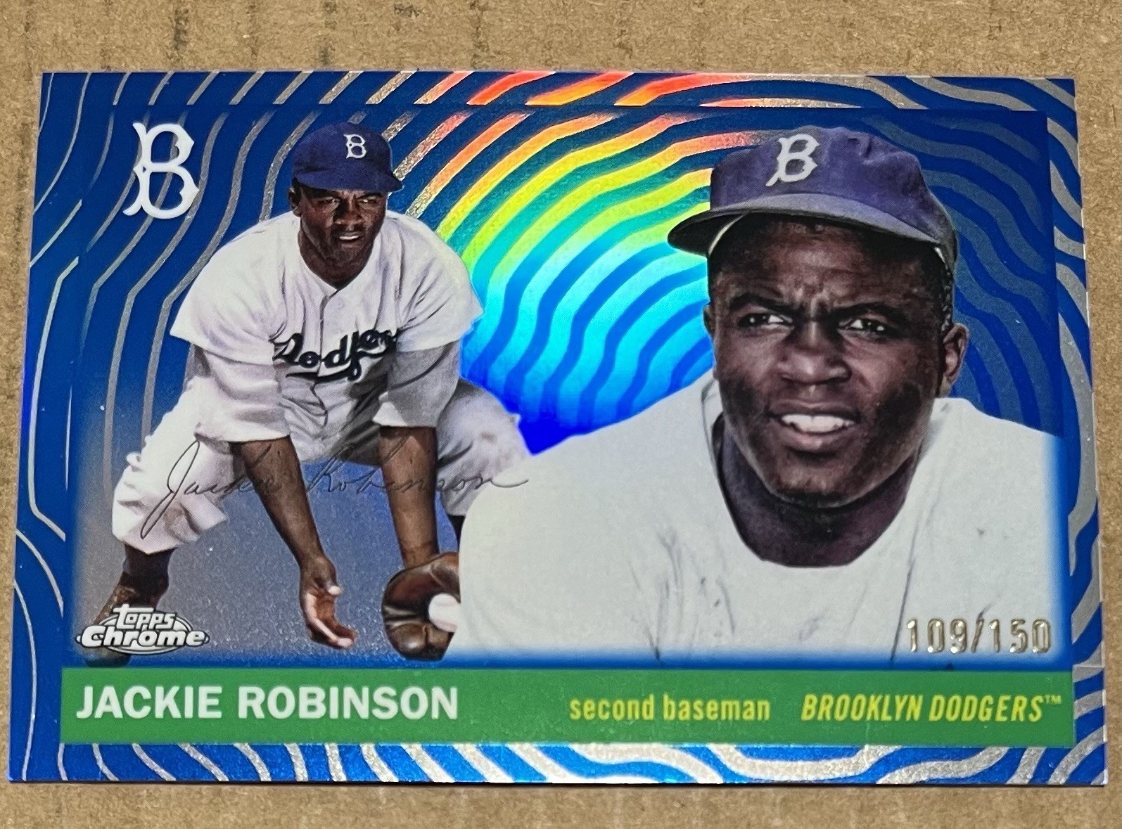 Jackie Robinson 2025 Topps Chrome Platinum BLUE VIBRATIONS REFRACTOR SP #109/150
