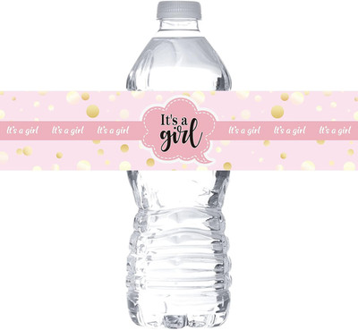 Pink It'S a Girl Water Bottle Stickers/Gender Reveal Bottle Wrappers/Baby Shower