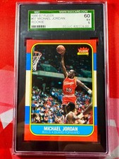1986 Fleer 57 MICHAEL JORDAN SGC 5 60 RC Rookie Bulls Basketball NBA Card EX. rookie card picture