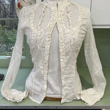 Jean Paul Gaultier Mesh Sheer Peplum Blouse Gauzy Ruffled Top NWT Imperfect SM