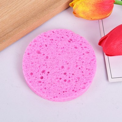 Natural Plant Fiber Face Wash Cleansing Round Sponge Beauty Makeup Tool Pink: JI