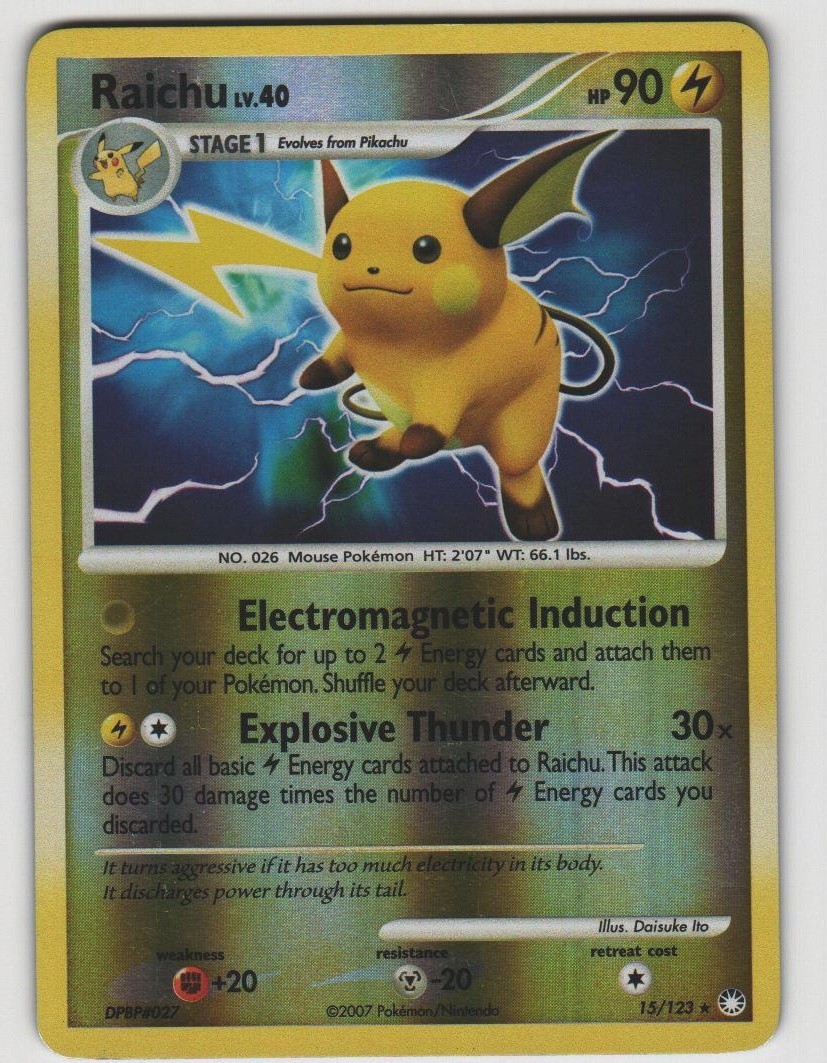Raichu Rare Mysterious Treasures 15/123 Reverse Holo Near Mint Pokemon