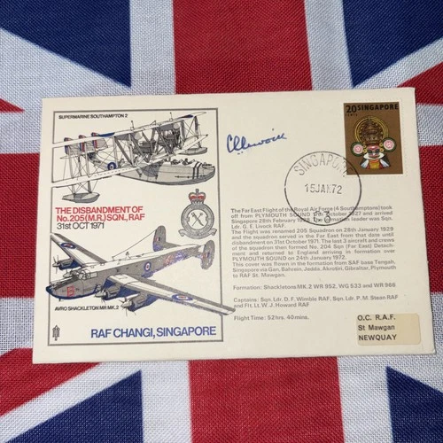 RAF FDC Disbandment of 205 Sqn. Signed Gp Cap Livock DFC AFC WW1 WW2 pilot RARE