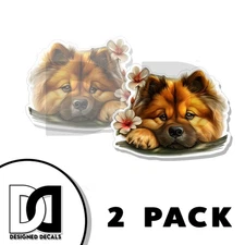 Chow Puppy Decal Dog Animal Chow Art Sticker Vinyl Novelty Made in USA 2 PK