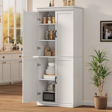 Kitchen Pantry Cabinet w/Doors and Shelves, Tall Freestanding Cabinet Cupboard