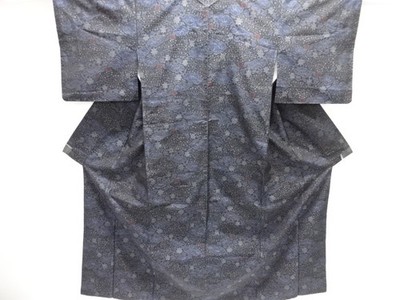 7806685: JAPANESE KIMONO / DORO OSHIMA TSUMUGI / WOVEN CLOUD & LEAVES