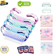 4 Pieces Handle Nail Brush Nail Hand Scrubbing Cleaning Brush Small, Multicolor