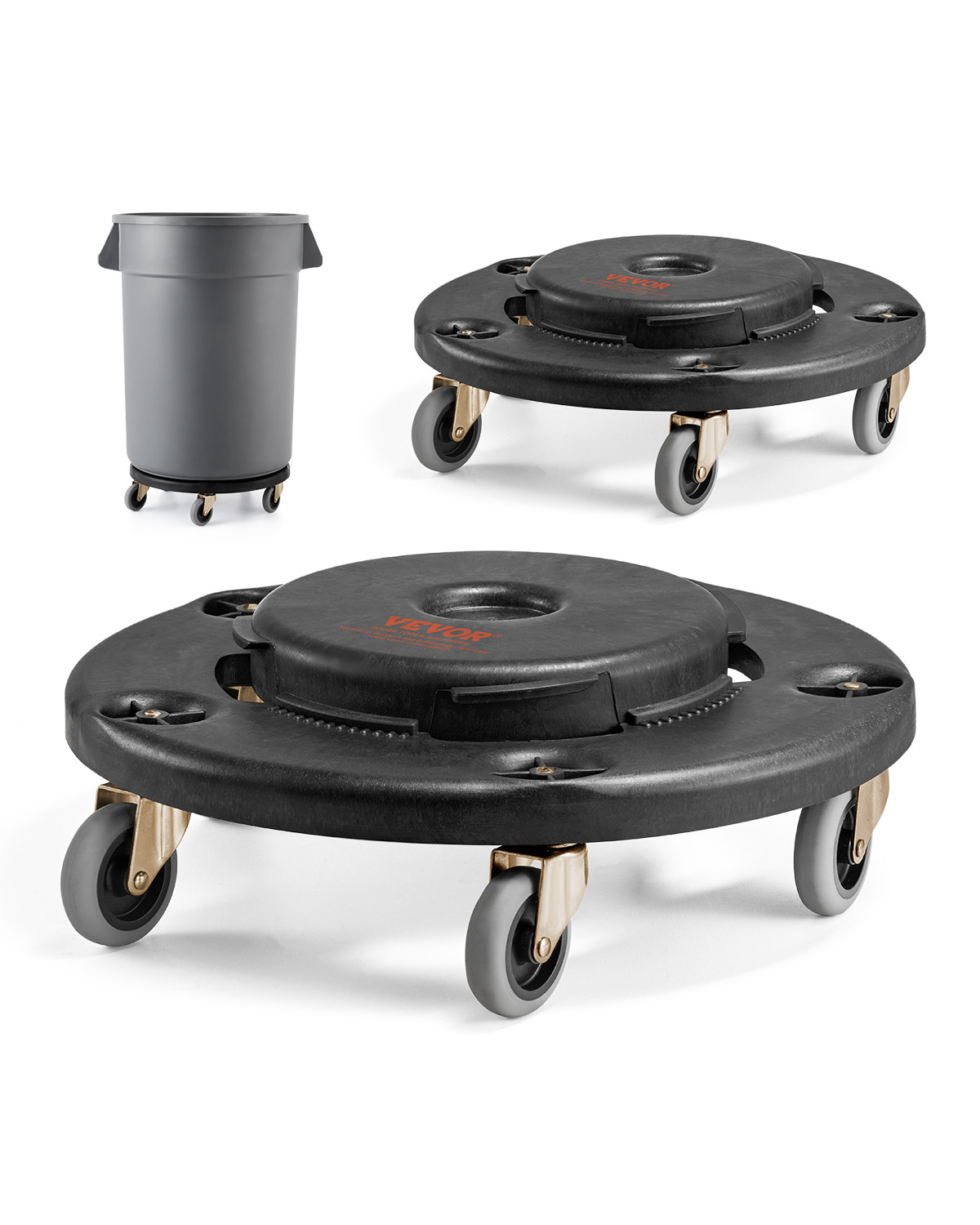 VEVOR 2 Packs Round Trash Can Dolly Fit 20, 32, 44, 55 Gal G