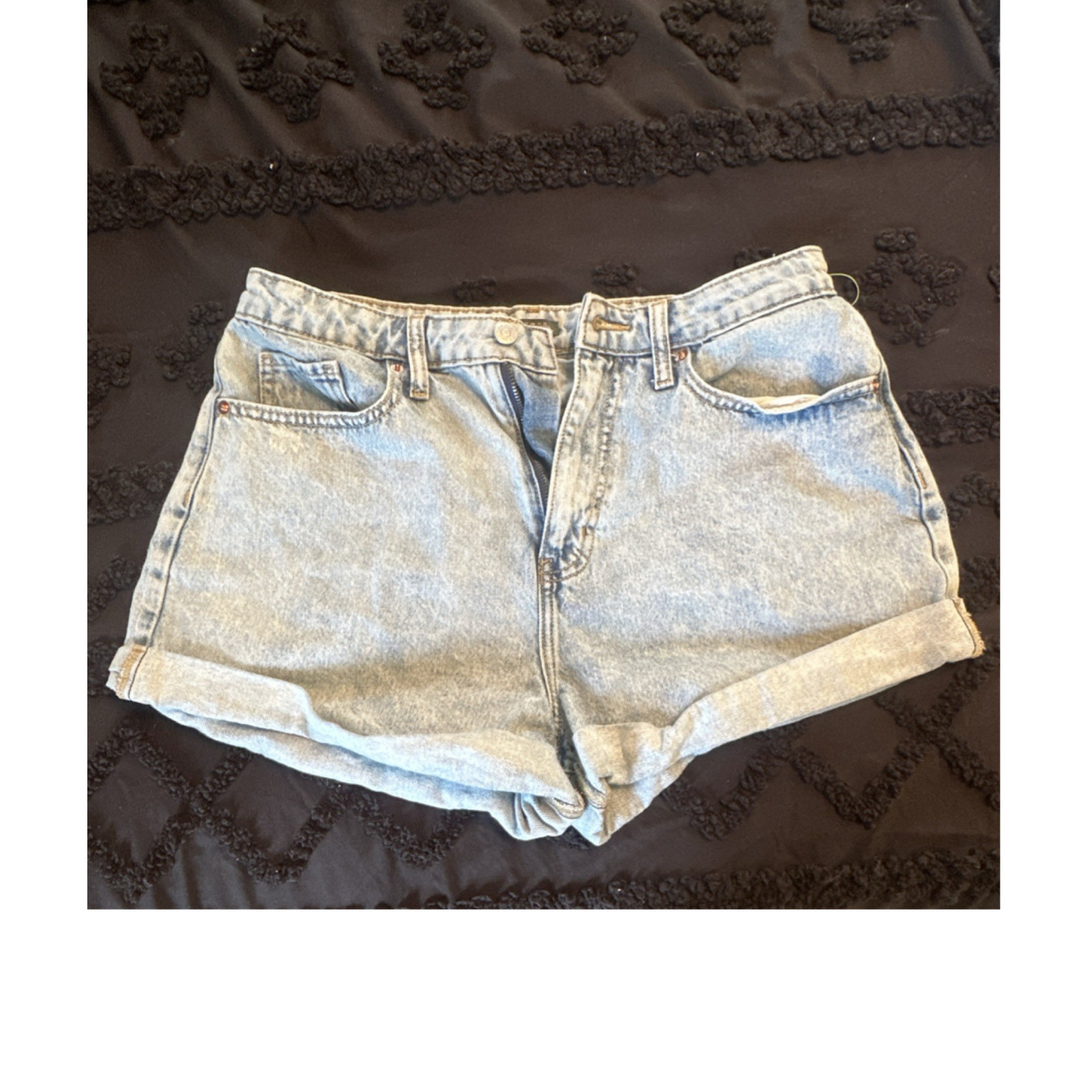 Wild Fable High-Rise Mom Shorts Light Blue Denim Cuffed Pockets Size 10/30