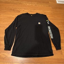 Carhartt Men  s Long Sleeve Sleeve T Shirt Black Shirt Pocket Original Fit LG