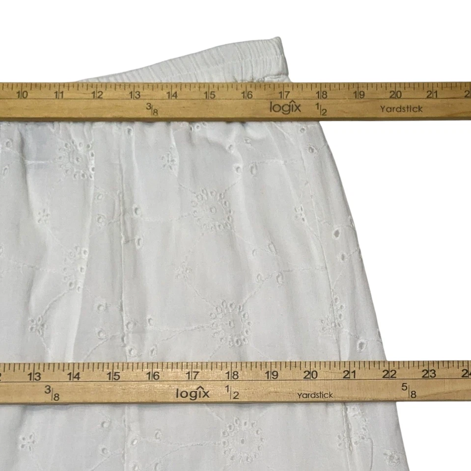 Maxi Falda Blanca Ojales Encaje XL 34-36x33 Elástica Acampanada Fluida Forrada Cottage Boho Foto 4 de 4