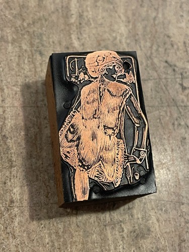 Printing Letterpress Print Block Copper Woman In High Fashion Dress (3106)