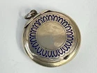 Excellent Small 1920’s Blue Enamelled Mirror Compact, Silver Plated - 37mm