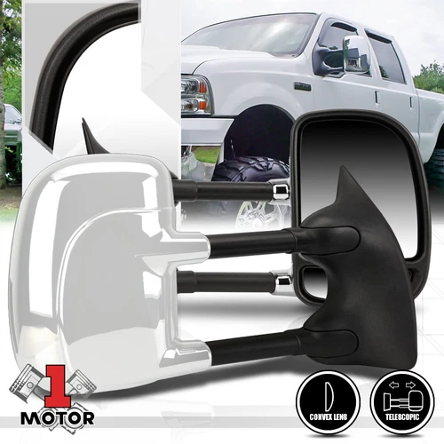 [Pair]Chrome Manual Extendable Towing Side Mirror for 99-07 F250/F350 Super Duty