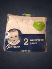 New Gerber Waterproof Pants Diaper Covers, 2-Pack, White, Size 2T 28-32 Lbs