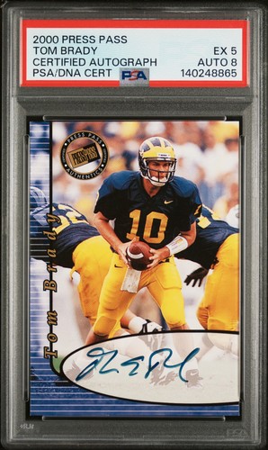 2000 PRESS PASS AUTO TOM BRADY ROOKIE RC PSA 5 AUTO 8