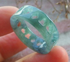 Video Certified Green A Jadeite Jade Heart Star Round Ring NO. 9.25  419078