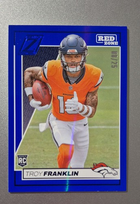 #ad 2024 Panini Zenith Rookies Troy Franklin #194 Blue Red Zone 25 RC $5.99