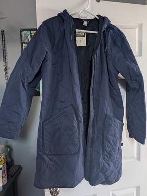 Duluth Women's Sutter's Mill Hooded Quilted Coat Full Zip Navy Size L