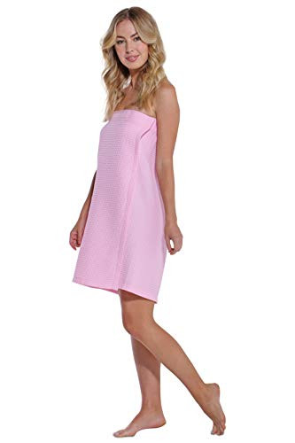 Lightweight Knee Length Waffle Robes For Women Spa Bath Waffle Large Pink - Picture 5 of 7