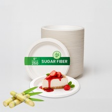 6 Inch Disposable Plates 250 Ct Compostable Heavy Duty Dessert Plates by FPN