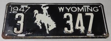 1947 Wyoming passenger car license plate