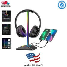 Headphone Stand with RGB Lighting, Sturdy Aluminum Gaming Headset Holder with...
