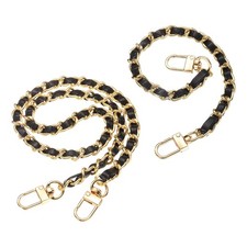 2Pcs 12"  24" Purse Chain Strap with Buckle for Bags Black Gold