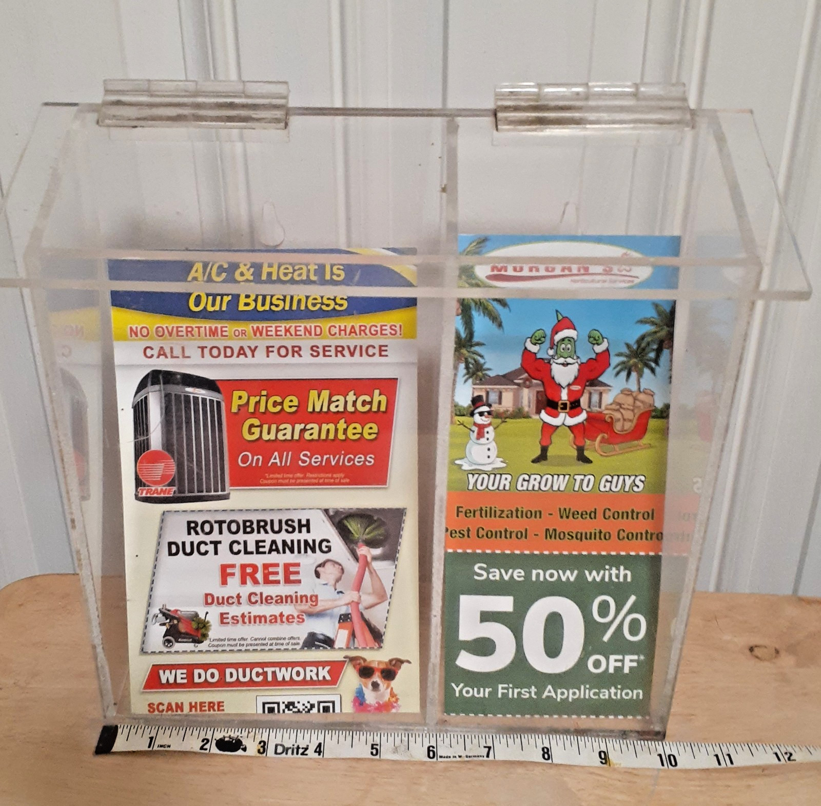Outdoor Brochure Holder Wall Box with Lid 10 x10- 2 pocket Nice Acrylic Full sz