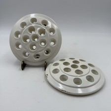 Set Of Two 5" Glass Flower Frogs Painted White 16 Hole