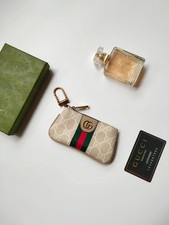 GG Beige Supreme Canvas Web Ophidia Key Pouch - NEW