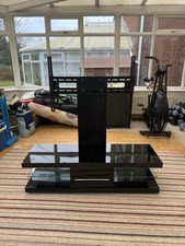 TV Stand Black Glass Shelving Unit Compatible with LCD, OLED, LED, Up to 65 Inch