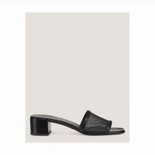 Stuart Weitzman Womens Black Leather Slide Sa...