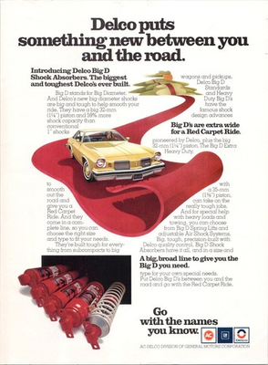 #ad Delco Big D Shock Absorbers Vintage 1970s Magazine Ad Yellow Car GM Oldsmobile $12.77