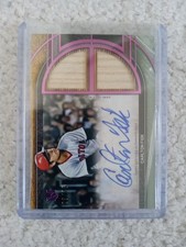 2025 Topps Museum Collection HOF Carlton Fisk Dual Relic Auto Red Sox